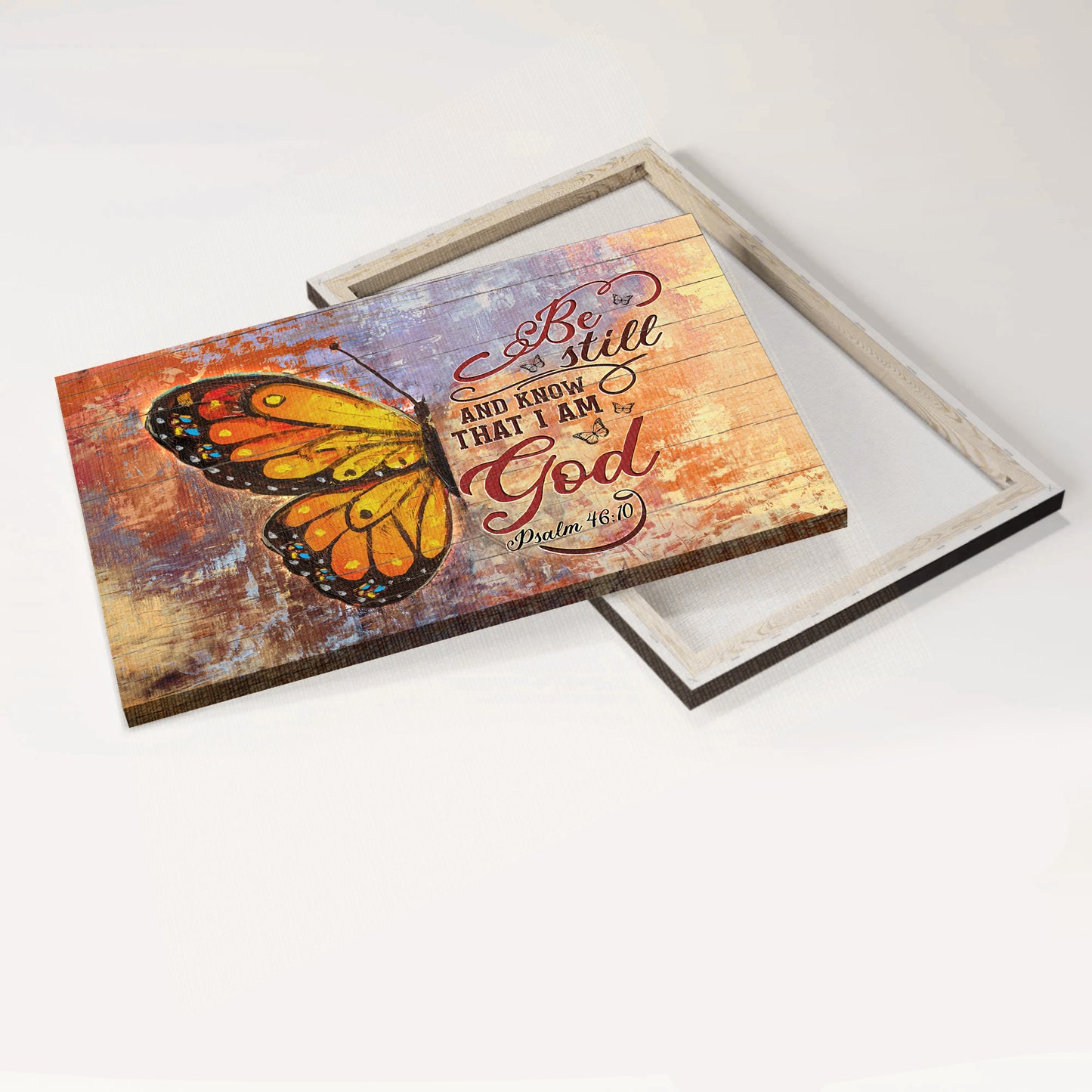 Jesus Landscape Canvas - Brilliant butterfly, Colorful back ground Canvas- Gift for Christian- Be still and know that I am God  - Landscape canvas, Wall art