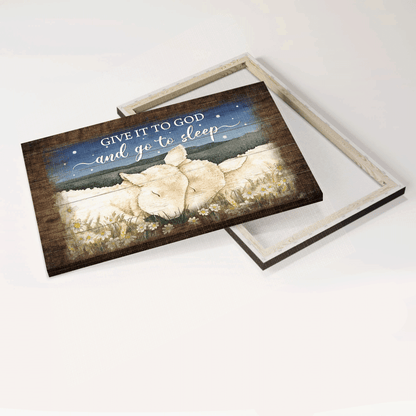 Jesus Landscape Canvas - Lambs painting, Beautiful night, On the field Canvas - Gift For Christian - Give it to God and go to sleep Landscape Canvas