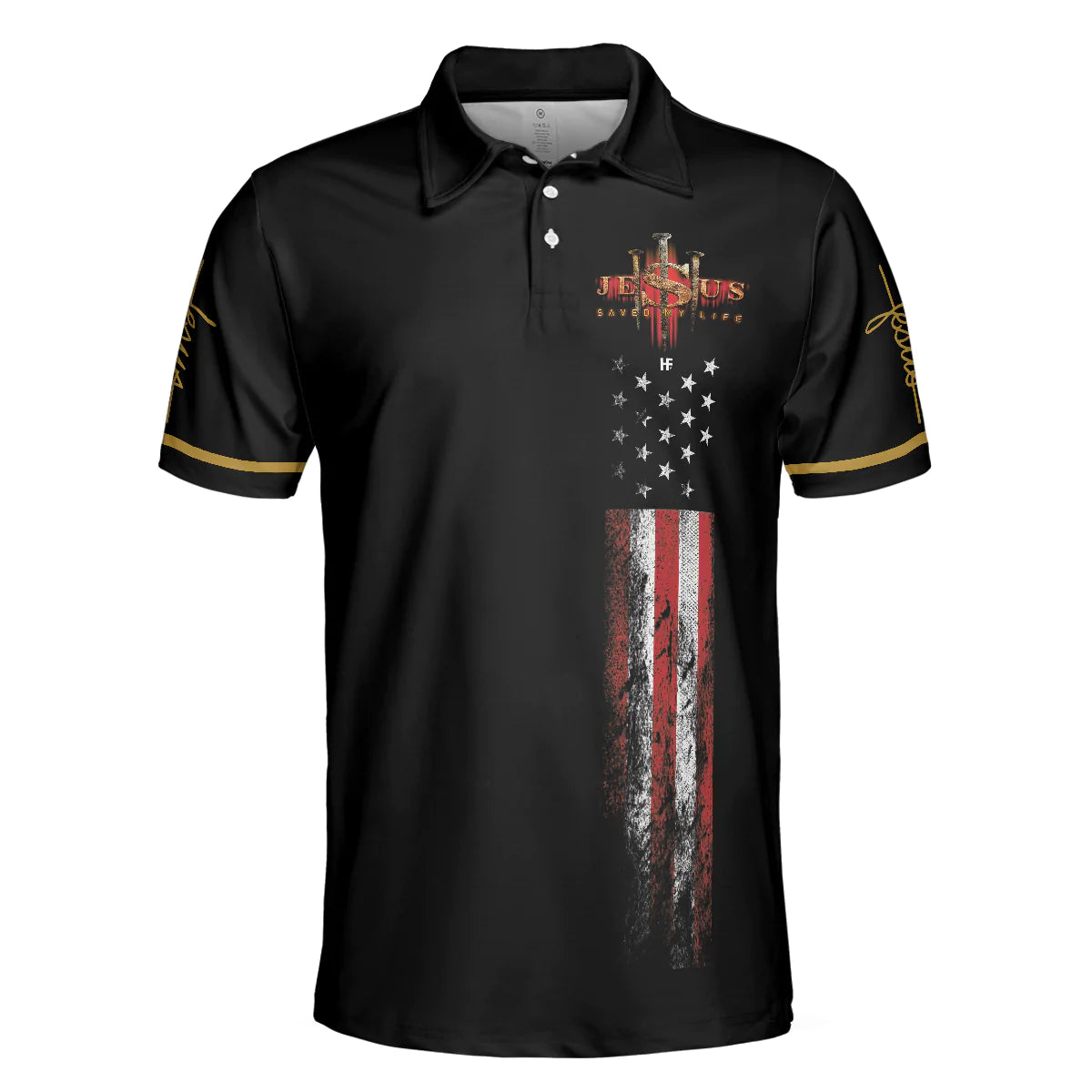 Jesus Saved My Life Christian Men Polo Shirt, American Flag Polo Shirt, Best Christian Shirt For Men