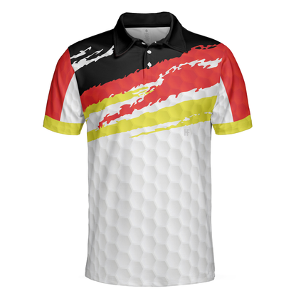 German Flag Golf Texture Short Sleeve All Over Print Men Polo Shirt, Paint Art Polo Shirt, Best Golf Shirt For Men