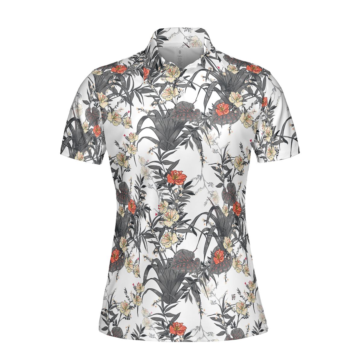 Tropical Flowers Shirt Short Sleeve Women Polo Shirt - Perfect Gift For Women