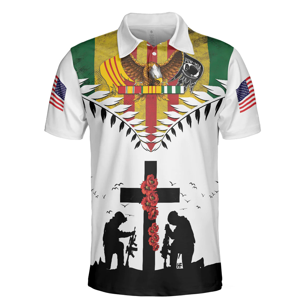 Eagles American Flag Veteran Men Polo Shirt, Lest We Forget Vietnam Veteran Polo Shirt, Best Gift Idea For Vietnam Veterans