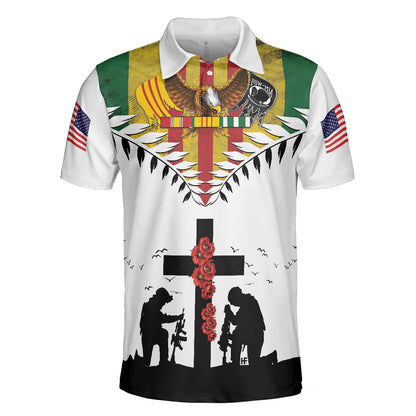 Eagles American Flag Veteran Men Polo Shirt, Lest We Forget Vietnam Veteran Polo Shirt, Best Gift Idea For Vietnam Veterans