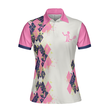 Tennis Women Polo Shirt, I Know I Play Like A Girl Polo Shirt, White And Pink Tennis Shirt For Ladies - Gift For Women, Ladies, Tennis Players