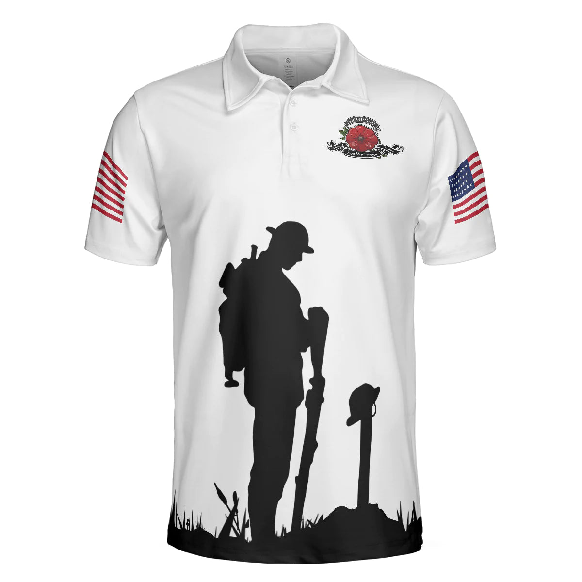 White American Flag Veteran's Day Men Polo Shirt, Lest We Forget Veteran Polo Shirt, Best Gift For Veterans