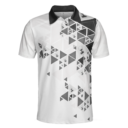 Golf Pattern On Par For 50 Years Men Polo Shirt, Black And White Polo Shirt, Best Golf Shirt For Men