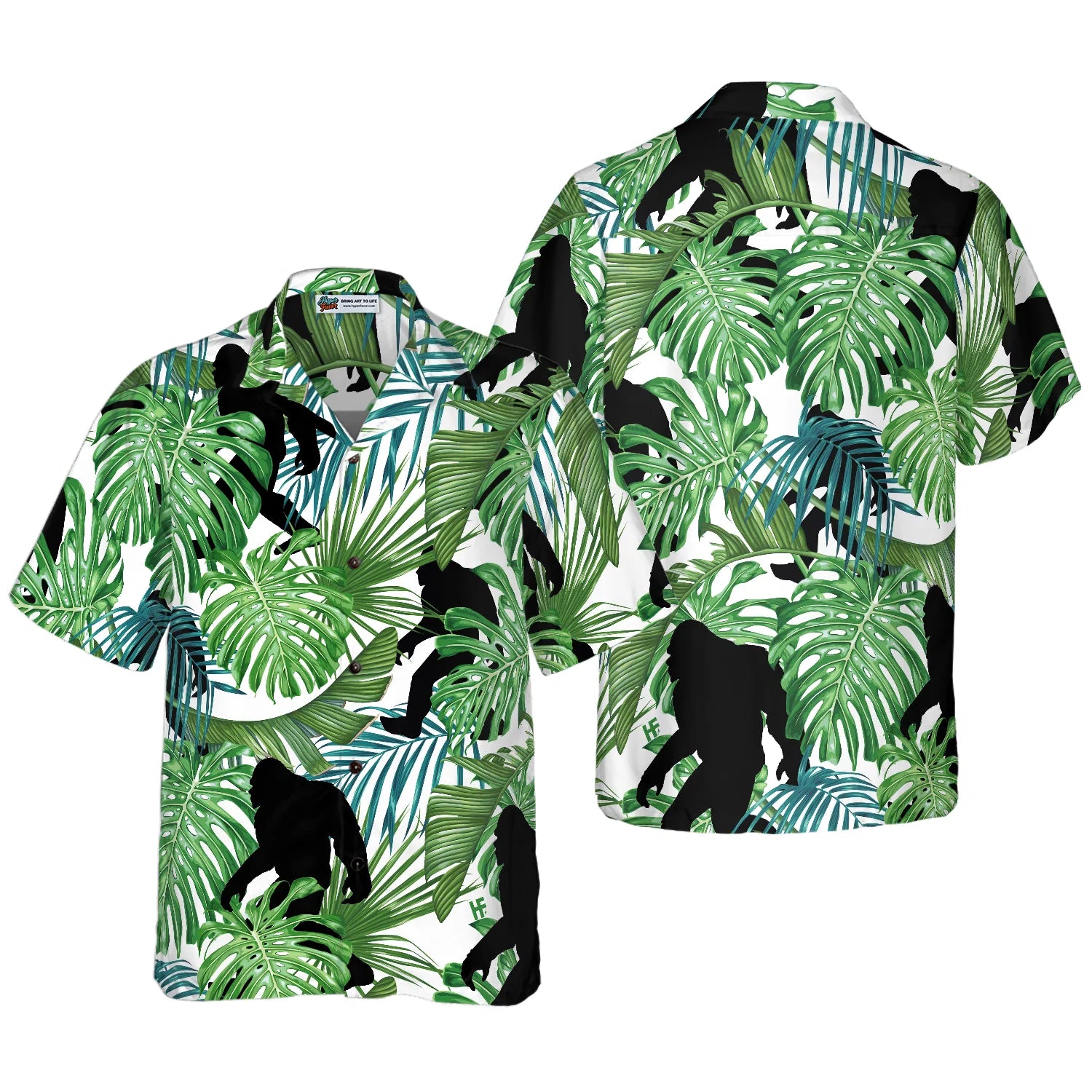 Bigfoot Tropical Seamless Pattern Hawaiian Shirt, Aloha Tropical Seamless Shirt, Perfect Gift For Tropical Lovers, Friends, Husband, Boyfriend, Family, Bigfoot Tropical Hawaiian Shirt For Men And Women