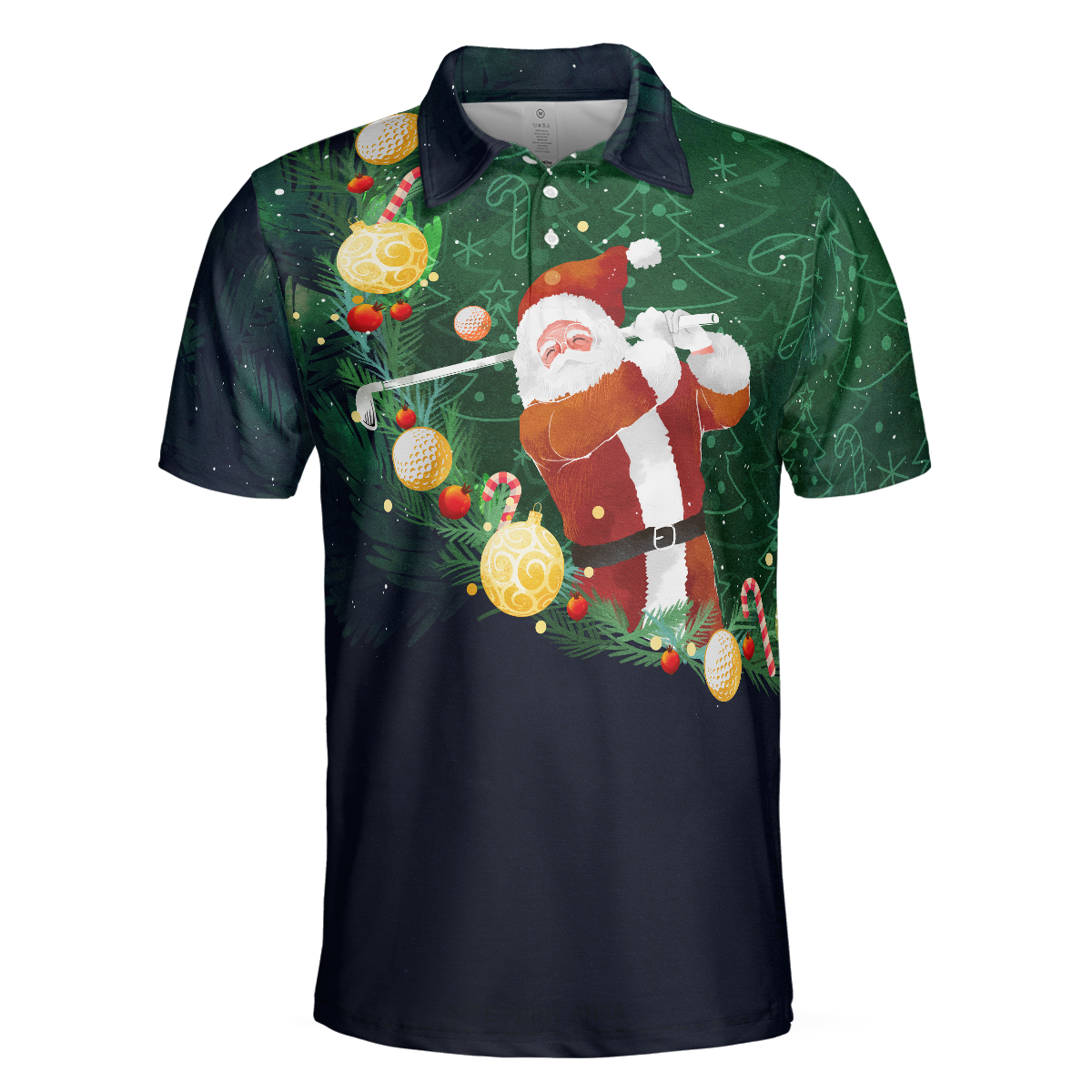 Christmas Golf Polo Shirts - Mens Golf Polo Shirts Short Sleeve- Santa Playing Golf Pattern Shirt - Christmas Shirt Idea Gift For Men - Best Gift For Golf Lovers