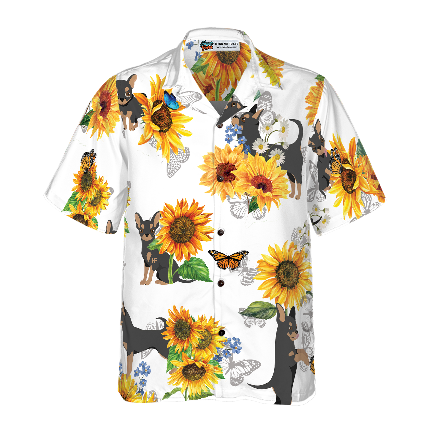 Chihuahua Lover With Sunflower Hawaiian Shirt, Best Gift For Chihuahua Lover, Husband, Wife, Boyfriend, Girlfriend, Friend, Family