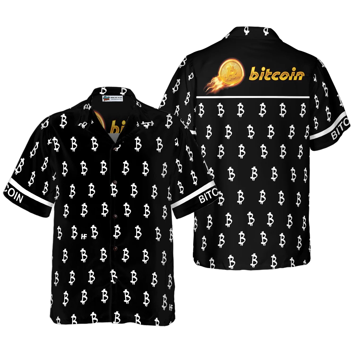 Black And White Bitcoin Hawaiian Shirt, Bitcoin Hawaiian Shirt For Men - Perfect Gift Husband, Wife, Boyfriend, Girlfriend, Family, Friends