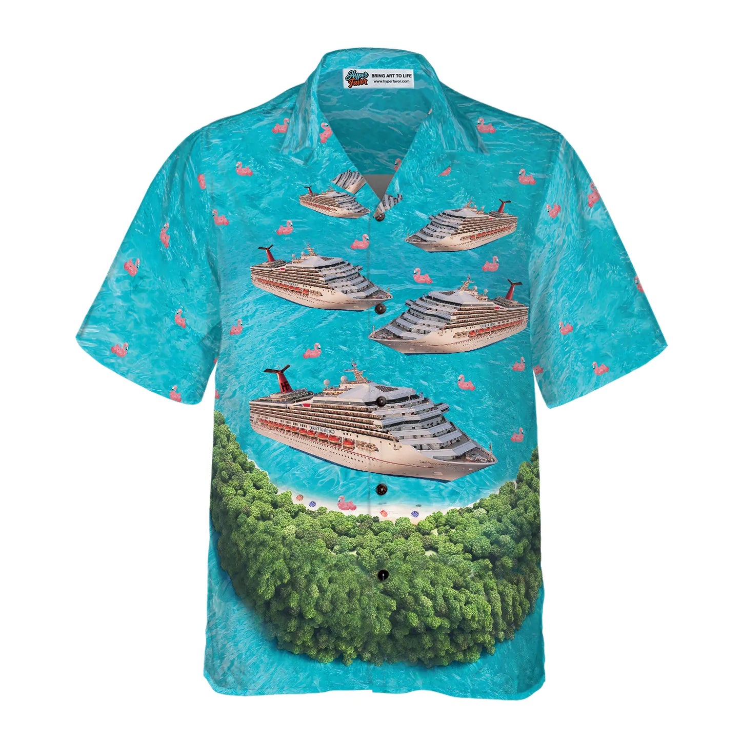 Big Cruise Ship Hawaiian Shirt, Tropical Summer Aloha Shirt For Men And Women, Beautiful Blue Ocean Hawaiian Shirt, Perfect Gift For Ocean, Summer Lovers, Friends, Husband, Boyfriend, Family