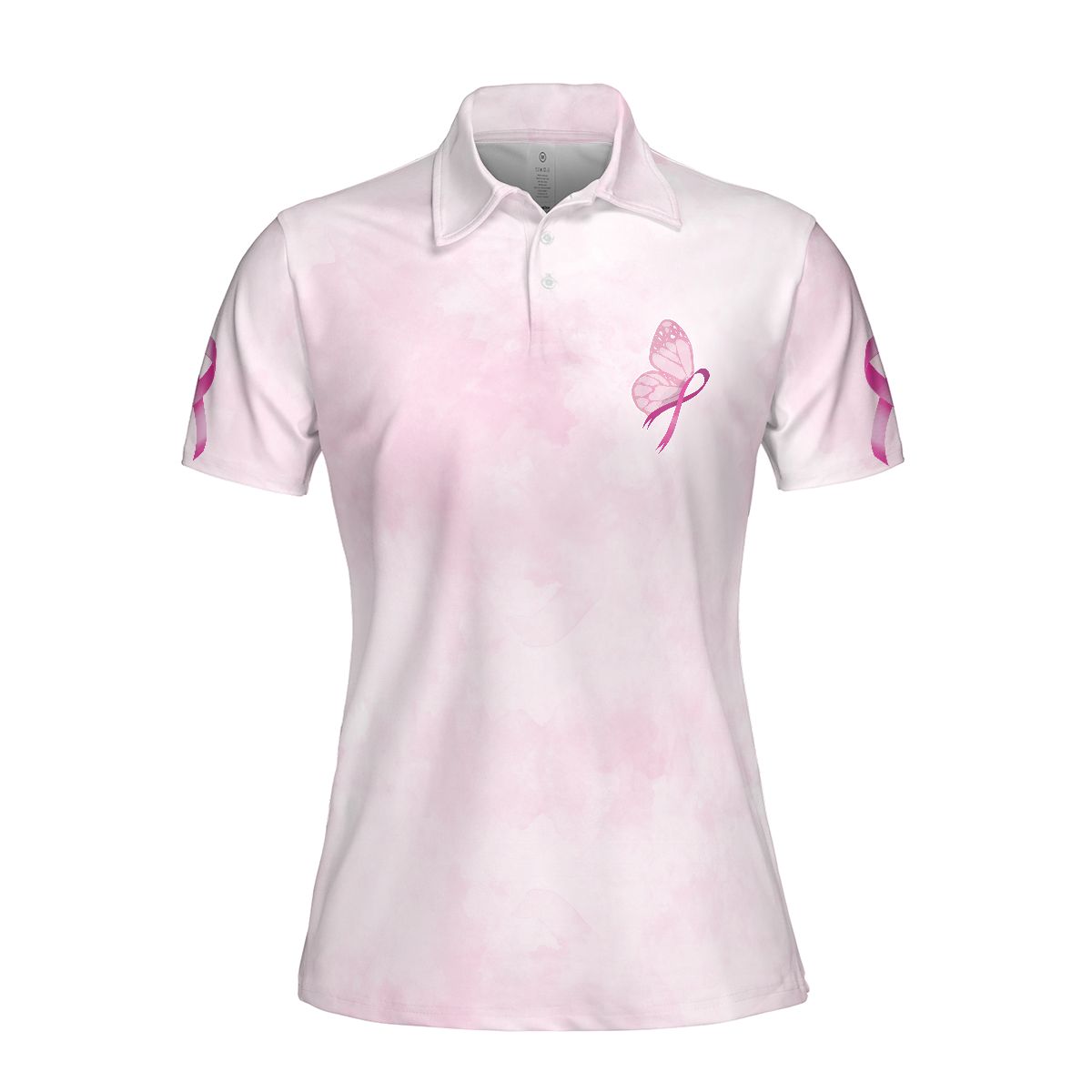 Butterfly Breast Cancer Awareness Short Sleeve Women Polo Shirt, Pink Awareness Ribbon Polo Shirt For Ladies, Best Gift Ideas For Women