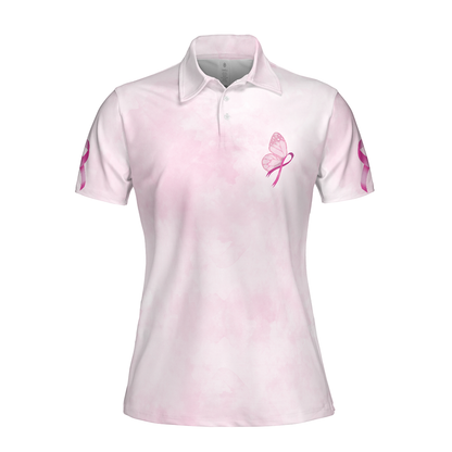 Butterfly Breast Cancer Awareness Short Sleeve Women Polo Shirt, Pink Awareness Ribbon Polo Shirt For Ladies, Best Gift Ideas For Women