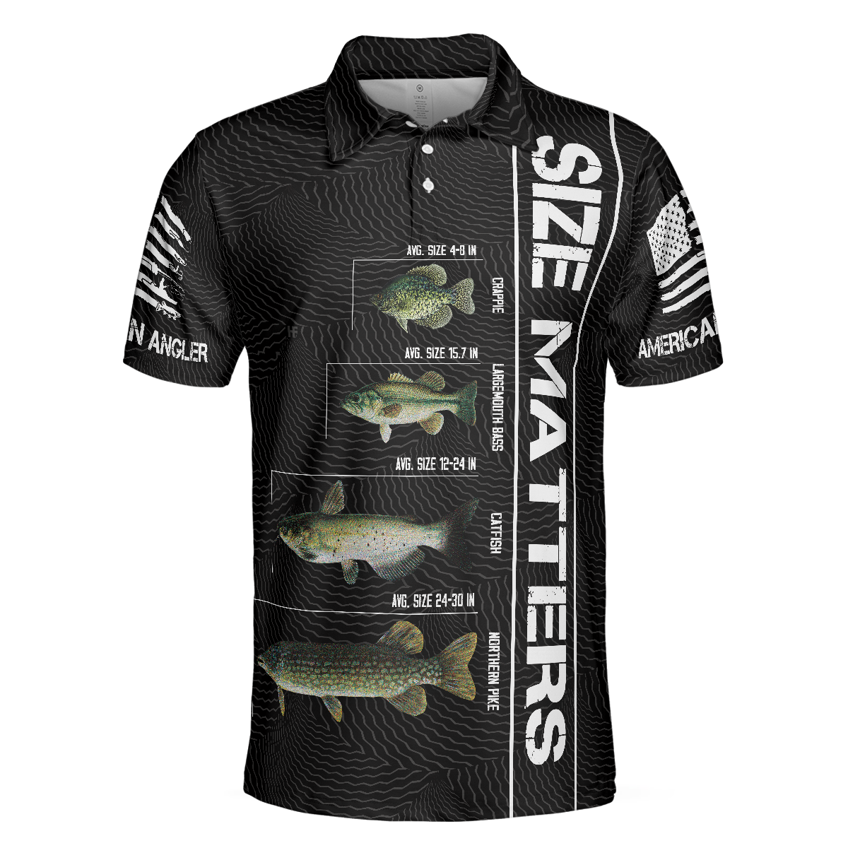 Funny Fishing Men Polo Shirt, Funny Size matters, Stop Staring at My Bass American Flag Fishing Shirt for Men, Gift for Fishing Lovers