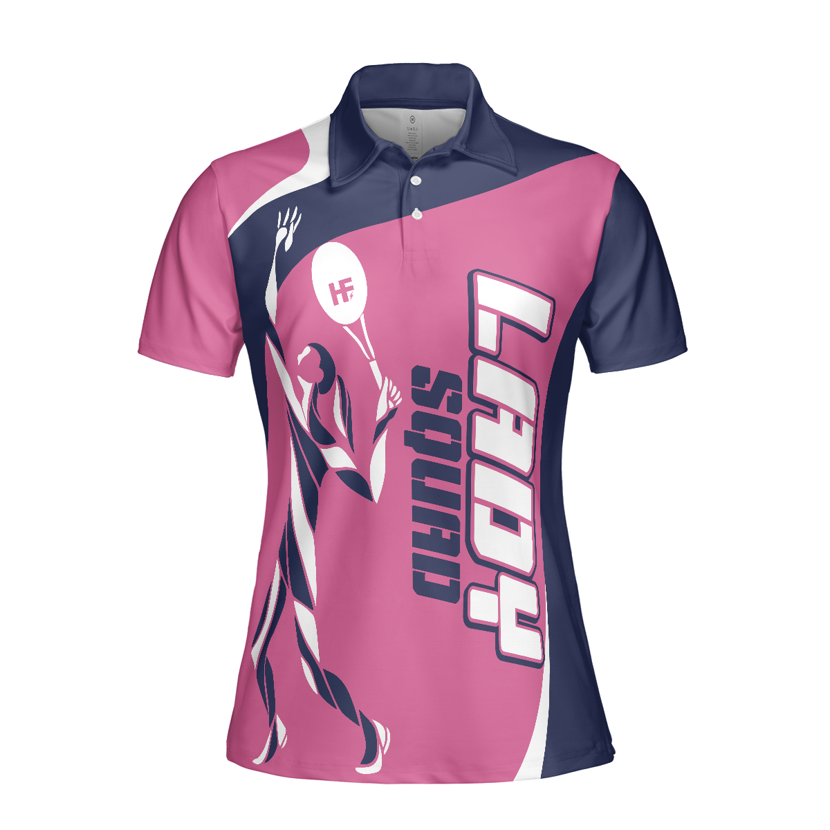 Tennis Lady Squad Short Sleeve Women Polo Shirt, Pink And Navy Polo Shirt For Female Tennis Players - Perfect Gift For Women, Ladies