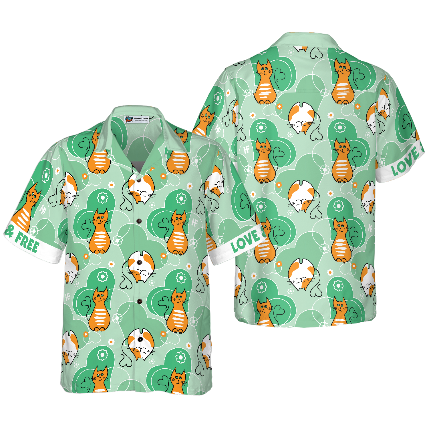 Cat Love And Free Hawaiian Shirt, Best Gift For Cat Lover, Husband, Wife, Boyfriend, Girlfriend, Friend, Family