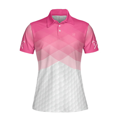 Pink Argyle Pattern Golf Polo Shirt, Just A Pink Girl Who Loves Playing Golf Short Sleeve Shirt For Ladies, Gift For Female Golfers