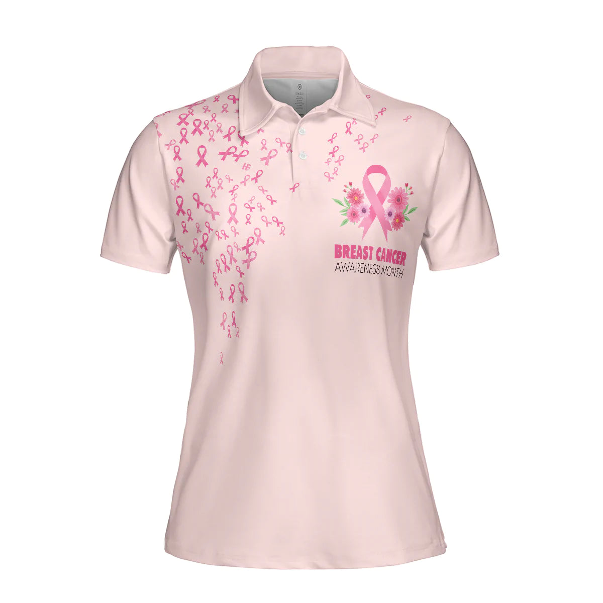 Breast Cancer Awareness Short Sleeve Women Polo Shirt, In This Family No One Fights Alone Shirt For Ladies, Cool Gift For Female