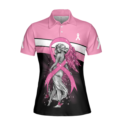 Breast Cancer Angel Breast Cancer Awareness, Short Sleeve Women Polo Shirt, Pink Shirt Best Gift For Women, Gift For Ladies