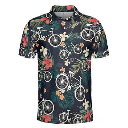 Tropical Bike Polo Shirt, Tropical Cycling Themed Shirt For Bike Lovers, Funny Cycling Shirt Design - Perfect Gift For Men