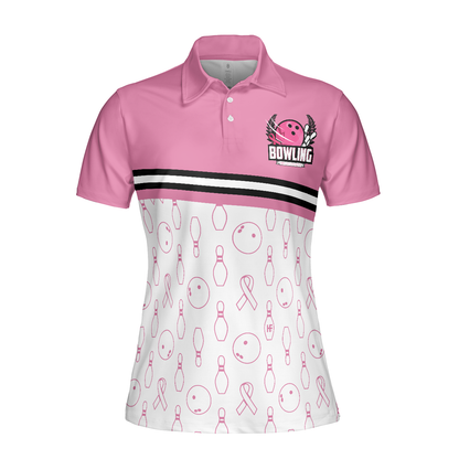 Women Polo Shirt - Bowl For The Cure Short Sleeve Women Polo Shirt, Breast Cancer Awareness Polo Shirt For Ladies, Pink Ribbon Shirt - Best Polo Shirt For Women