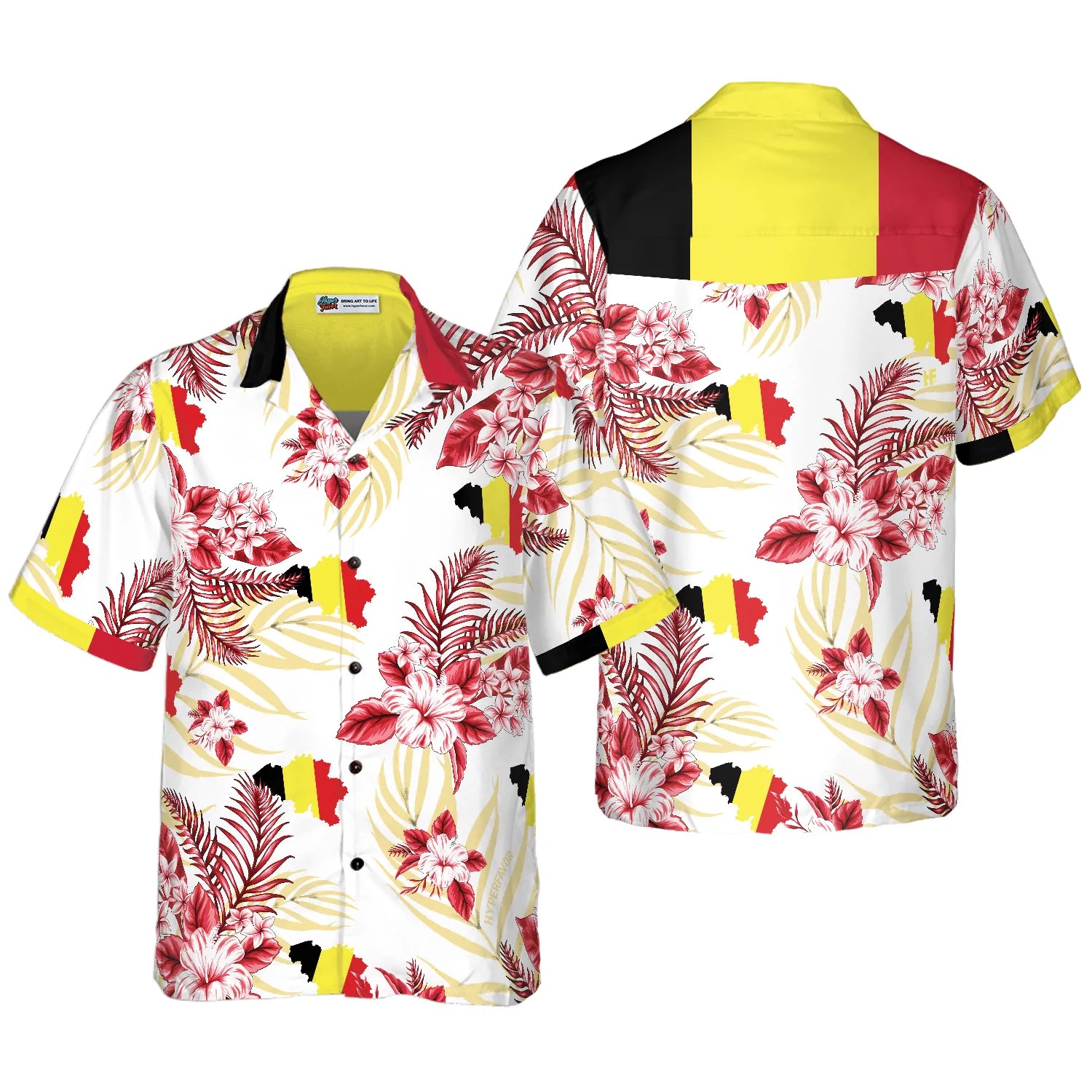 Belgium Hawaiian Shirt, Tropical Summer Flowers And Leaves Aloha Shirt For Men And Women, Perfect Gift For Summer Lovers, Friends, Husband, Boyfriend, Family