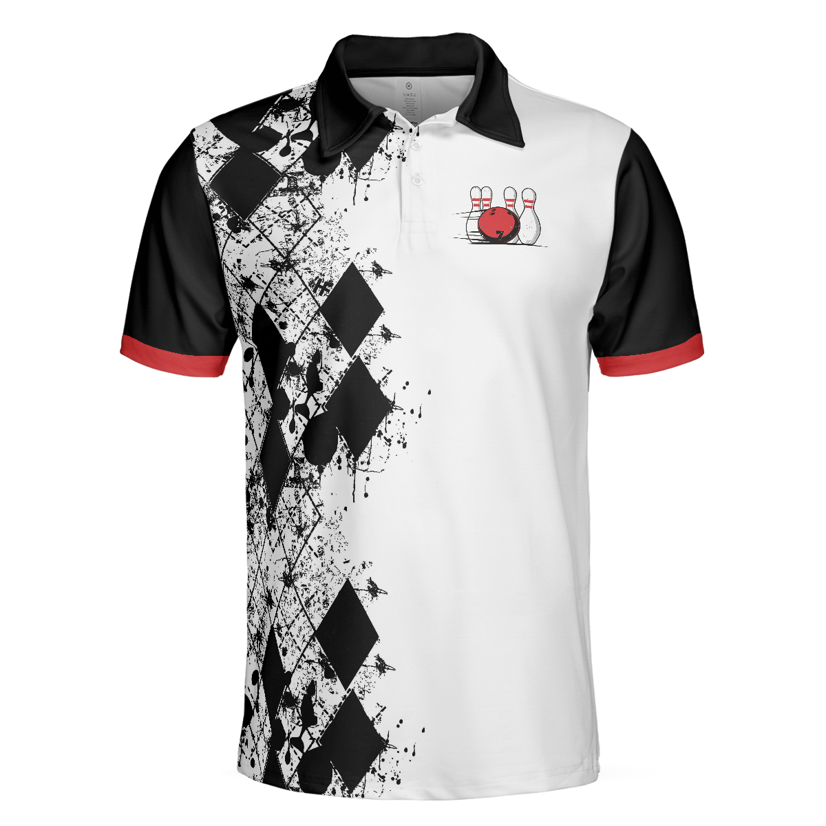 I Go Bowling Because I Like It Men Polo Shirt, Black Argyle Pattern Shirt Design, Best Polo Style Bowling Shirt