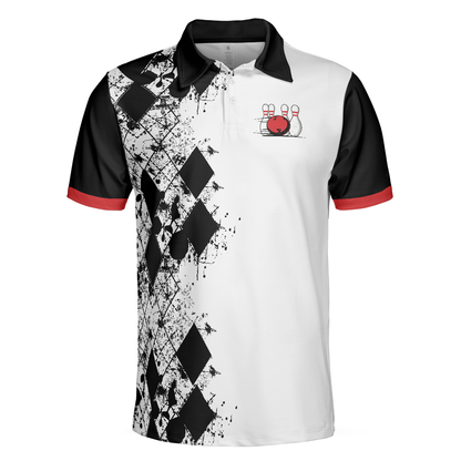 I Go Bowling Because I Like It Men Polo Shirt, Black Argyle Pattern Shirt Design, Best Polo Style Bowling Shirt