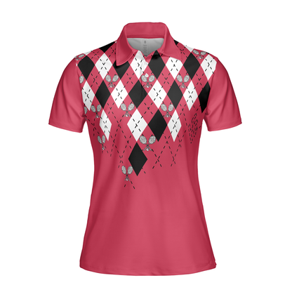 Tennis Women Polo Shirt, Tennis Shirt With Argyle Pattern Short Sleeve Women Polo Shirt - Perfect Gift For Women, Ladies