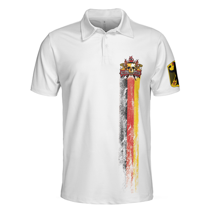 Golf Skull German Flag Short Sleeve Polo Shirt, Black Wet Paint Skull Polo Shirt, Germany Golf Shirt For Men