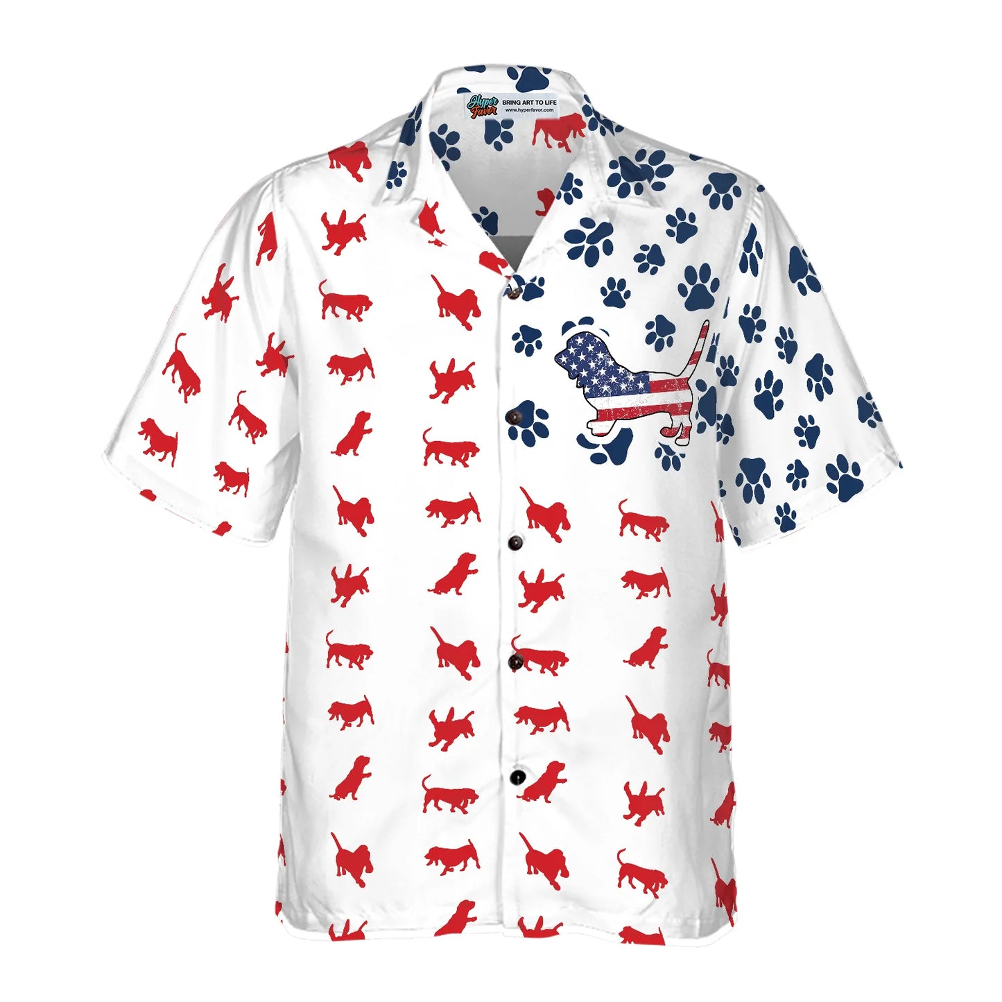 Basset Hound American Flag Hawaiian Shirt, Hawaiian Shirt Gifts For Men And Women, Perfect Gift For Basset Hound Lovers, Dog Lovers, Friends, Husband, Boyfriend, Family