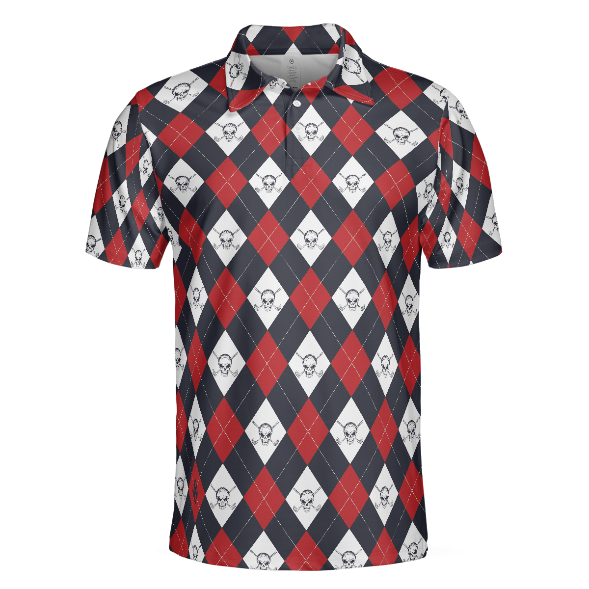 Golf Argyle Skull Short Sleeve Men Polo Shirt, Skull Golf Shirt For Men, Best Gift For Golfers, Best Gift For Golfers