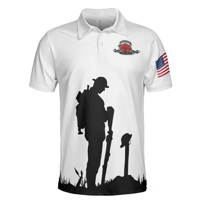 US Veteran Lest We Forget Polo Shirt, Military American Flag Golf Shirt - Perfect Gift For Men