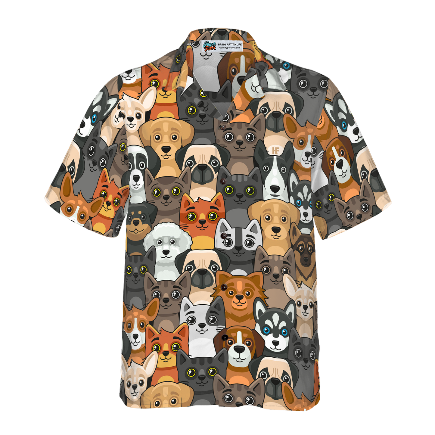 Cats And Dogs Seamless Pattern Hawaiian Shirt, Best Gift For Husband, Wife, Boyfriend, Girlfriend, Friend, Family