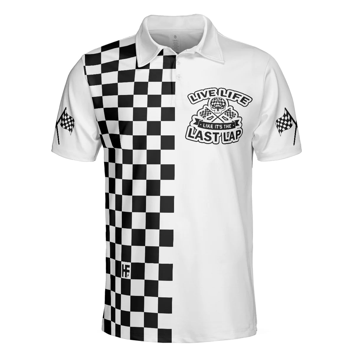 Live Life Like It's The Last Lap Racing Polo Shirt, Black And White Racing Shirt For Men, Best Gift For Men