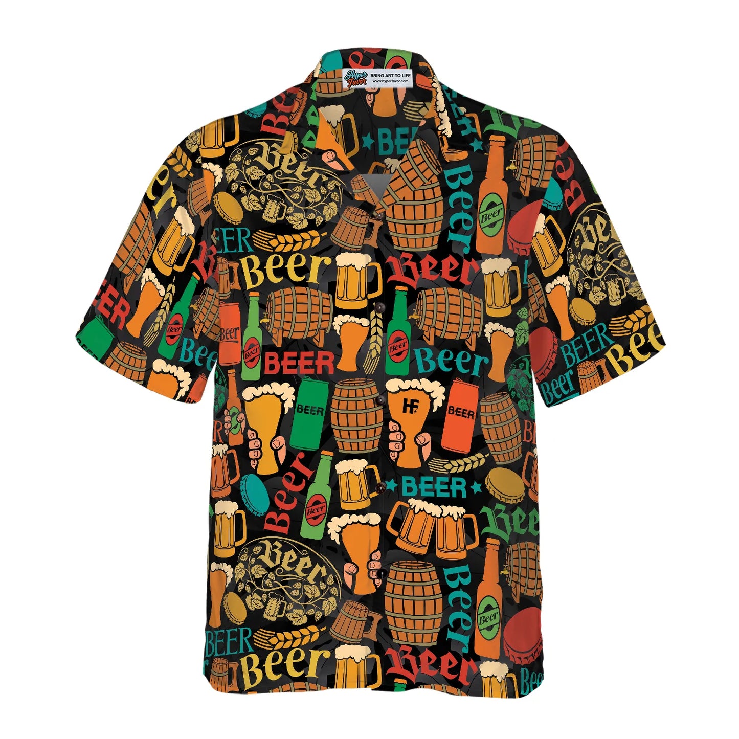 Beer Mug Pattern Hawaiian Shirt, Beer Tropical Summer Aloha Shirt For Men, Perfect Gift For Beer Lovers, Friends, Husband, Boyfriend, Family