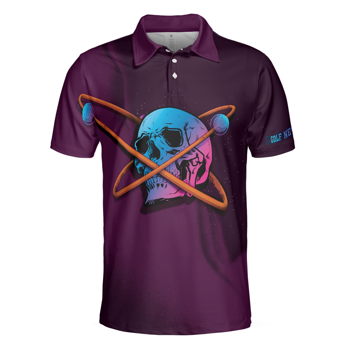 Artistic Skull Men Polo Shirt, Golf Never Die Golf Shirt For Men, Gift For Golfers