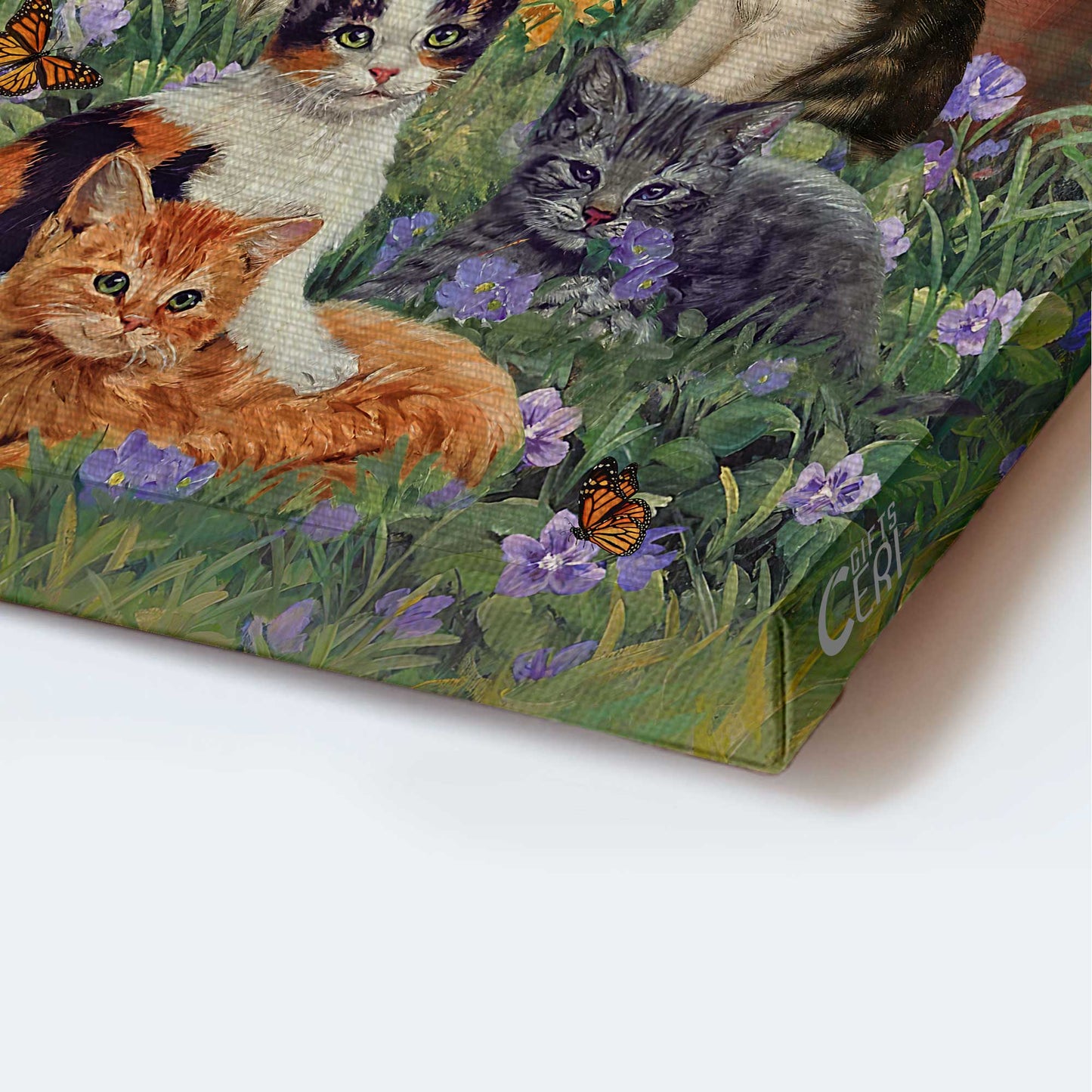 Jesus Portrait Canvas - Beautiful cat painting, Purple flower garden, Peace drawing Portrait Canvas - Gift For Christian