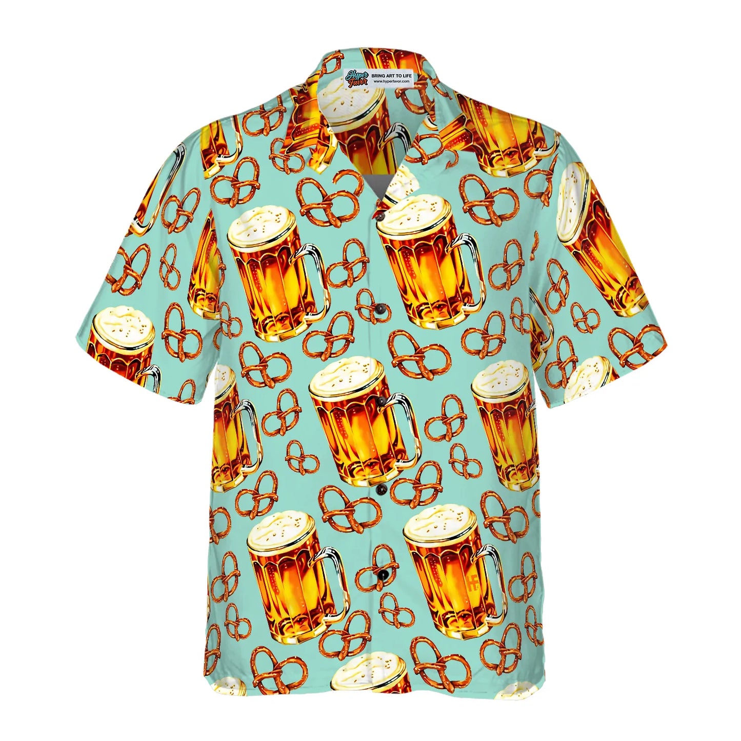 Beer And Pretzel Shirt For Men Hawaiian Shirt, Beer Mug Tropical Summer Aloha Shirt, Perfect Gift For Beer Lovers, Friends, Husband, Boyfriend, Family