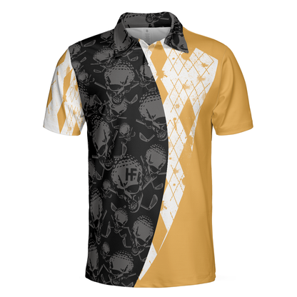 Skull Golfing Men Polo Shirt, Golf & Beer That Is Why I Am Here Skull Shirt For Men, Best Golf Shirt For Male Golfers