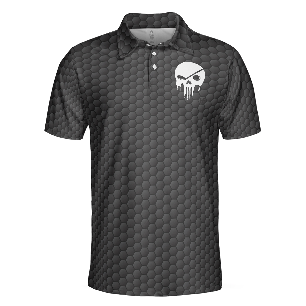 Golf Some Grandpas Polo Shirt, Black Golf Seamless Pattern Skeleton Golfer Skull Golf Shirt For Men