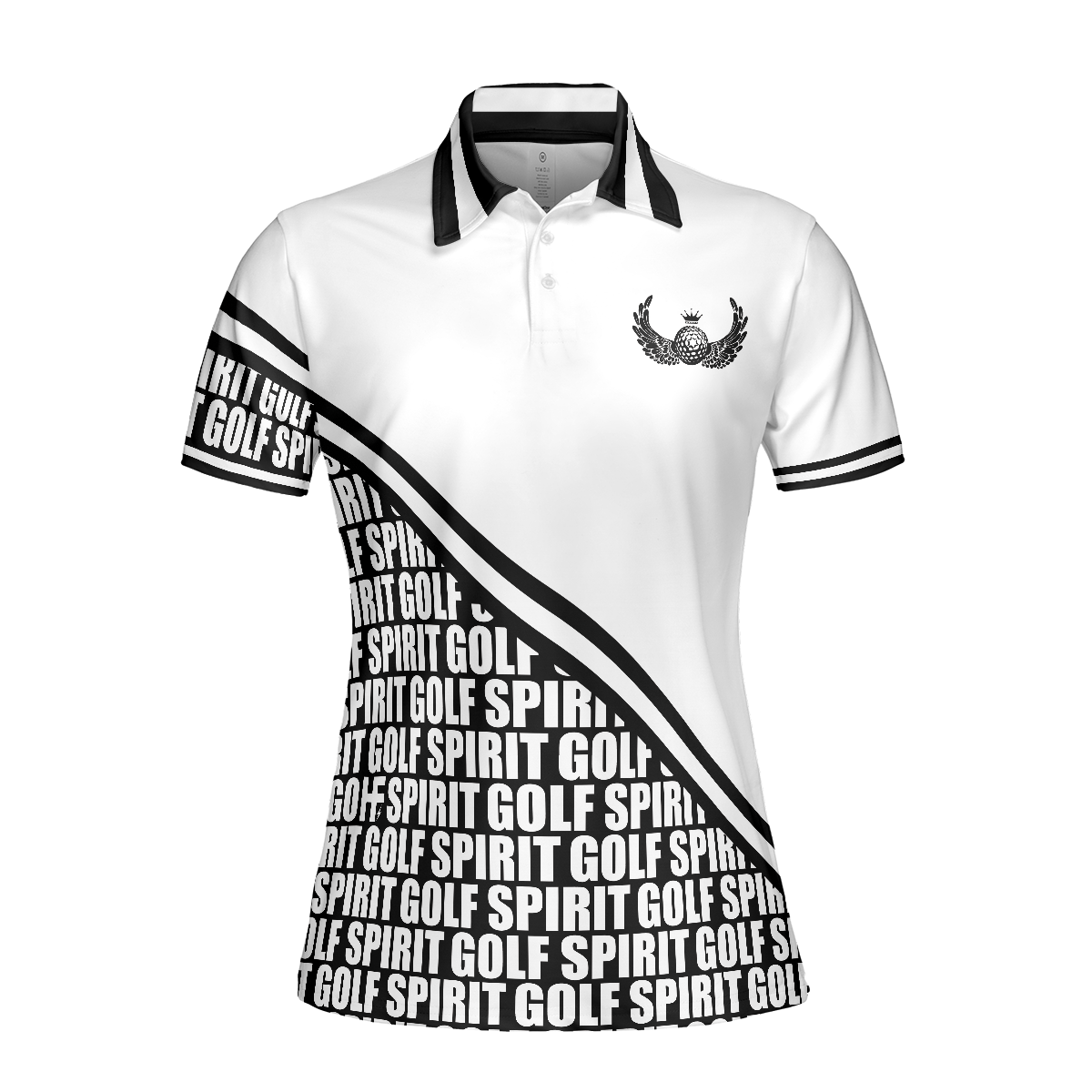 Golf Women Polo Shirt Spirit In Black And White Golf Short Sleeve