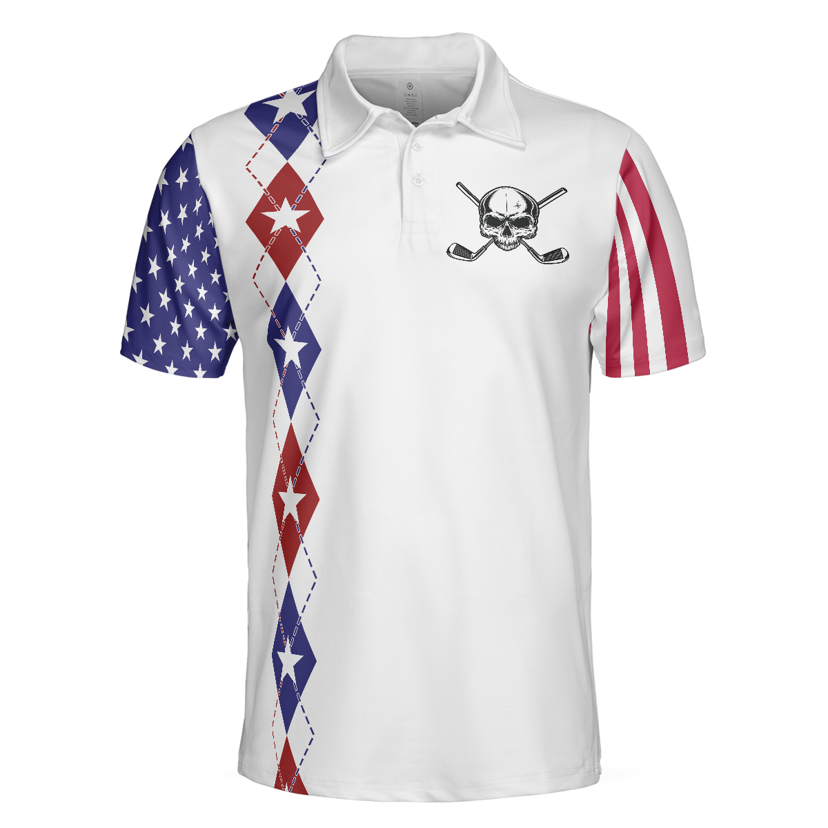 Too Old To Work Too Young To Die But Perfect For Golfing Polo Shirt, American Flag Golfing Shirt With Sayings - Perfect Gift For Men