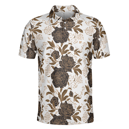 Vintage Peonies And Roses Seamless Pattern Polo Shirt, Vintage Rose Shirt Design For Adults, Best Roses Pattern Shirt - Perfect Gift For Men