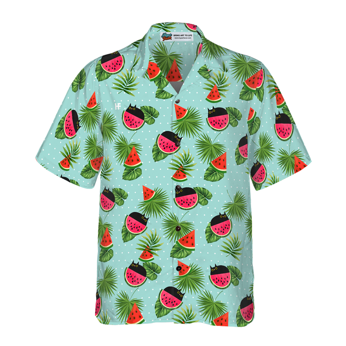 Black Cat Watermelon Hawaiian Shirt Cute Cat Christmas Shirt, Best Gift For Cat Lover, Friend, Family