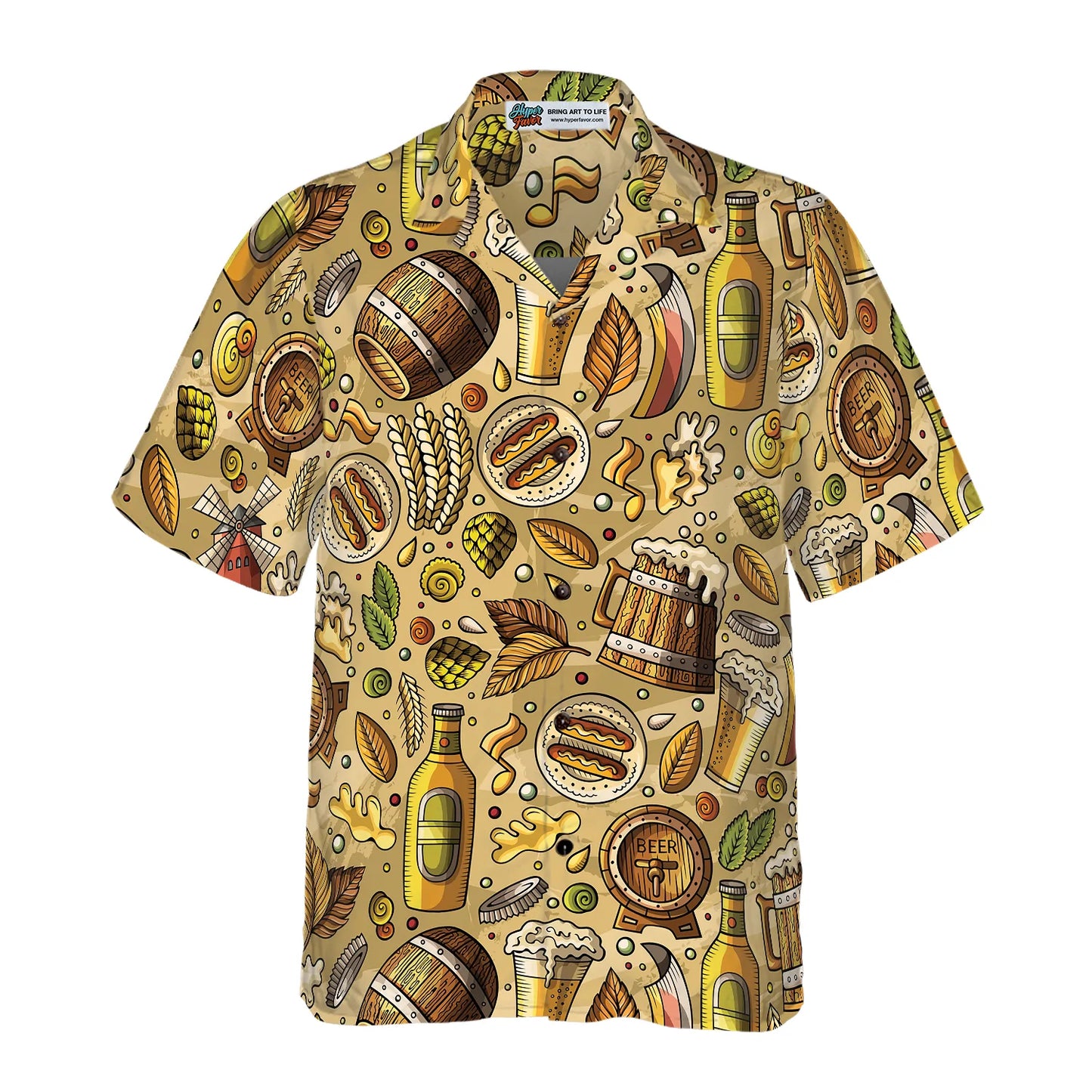 Beer Fest Seamless Pattern Hawaiian Shirt, Beer With Foods On Beach, Beer Tropical Summer Aloha Shirt, Perfect Gift For Beer Lovers, Friends, Husband, Boyfriend, Family