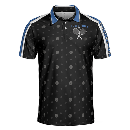 Tennis Blue Version Polo Shirt, Black Dot And Tennis Ball Pattern Polo Shirt, Best Tennis Shirt For Men - Perfect Gift For Men, Tennis Lovers