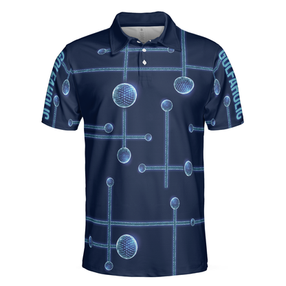Digital Golf Men Polo Shirt, Golfaholic Geometric Golf Ball Low Poly Design Polo Shirt, Best Golf Shirt For Men, Best Gift For Golfers