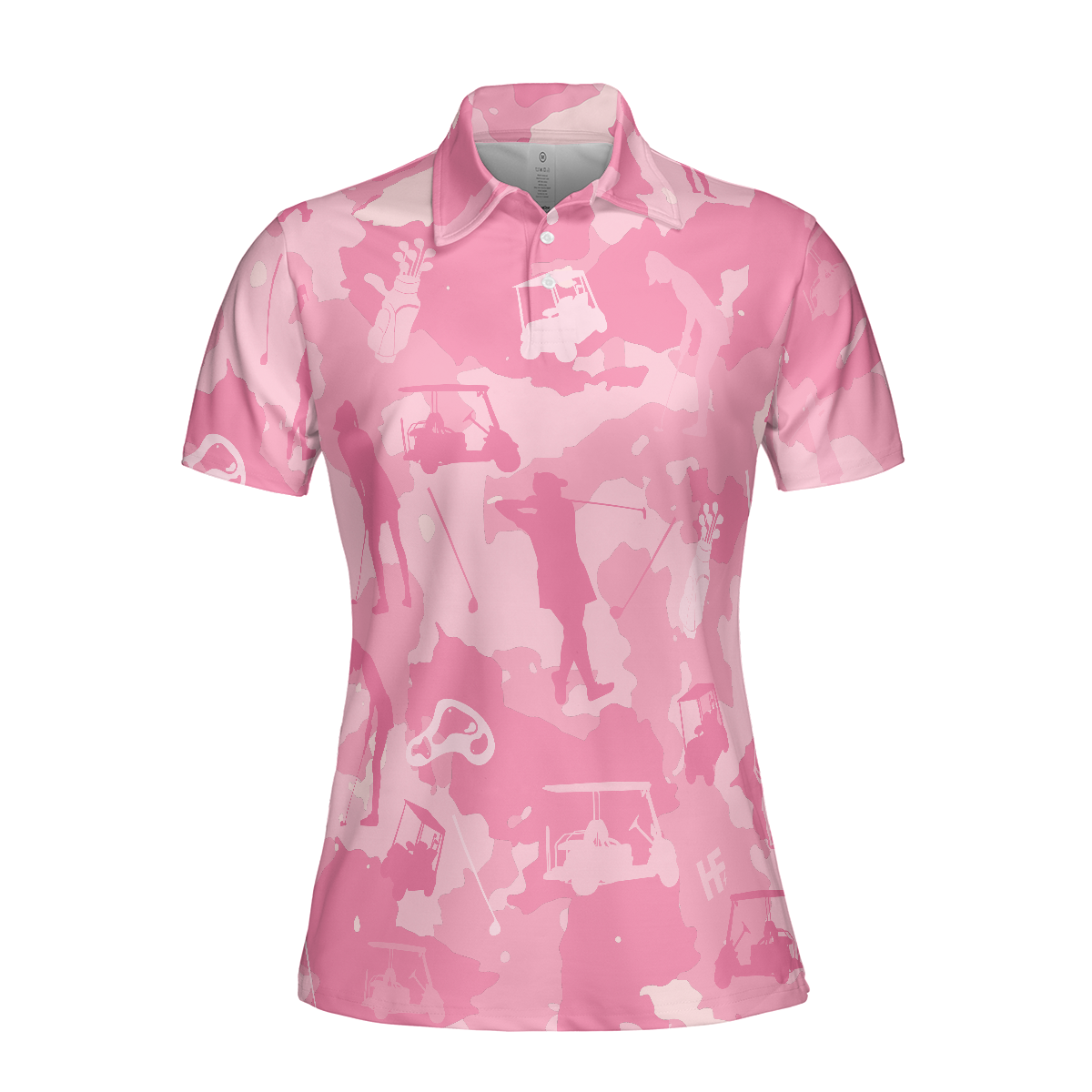 Golf Girl Camouflage V2 Short Sleeve Women Polo Shirt, Pink Camo Golf Shirt For Ladies, Cool Golf Gift For Women, Best Gift For Women Golfers