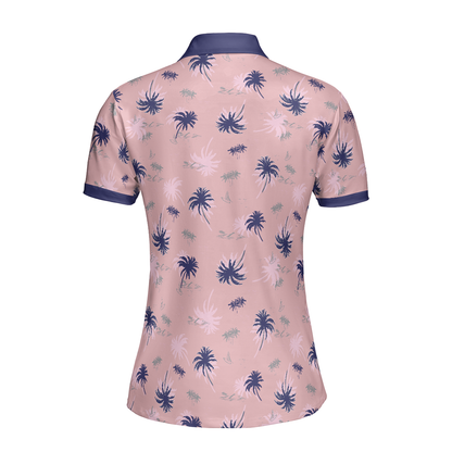Tropical Palm Tree Pattern Shirt Short Sleeve Women Polo Shirt - Perfect Gift For Women